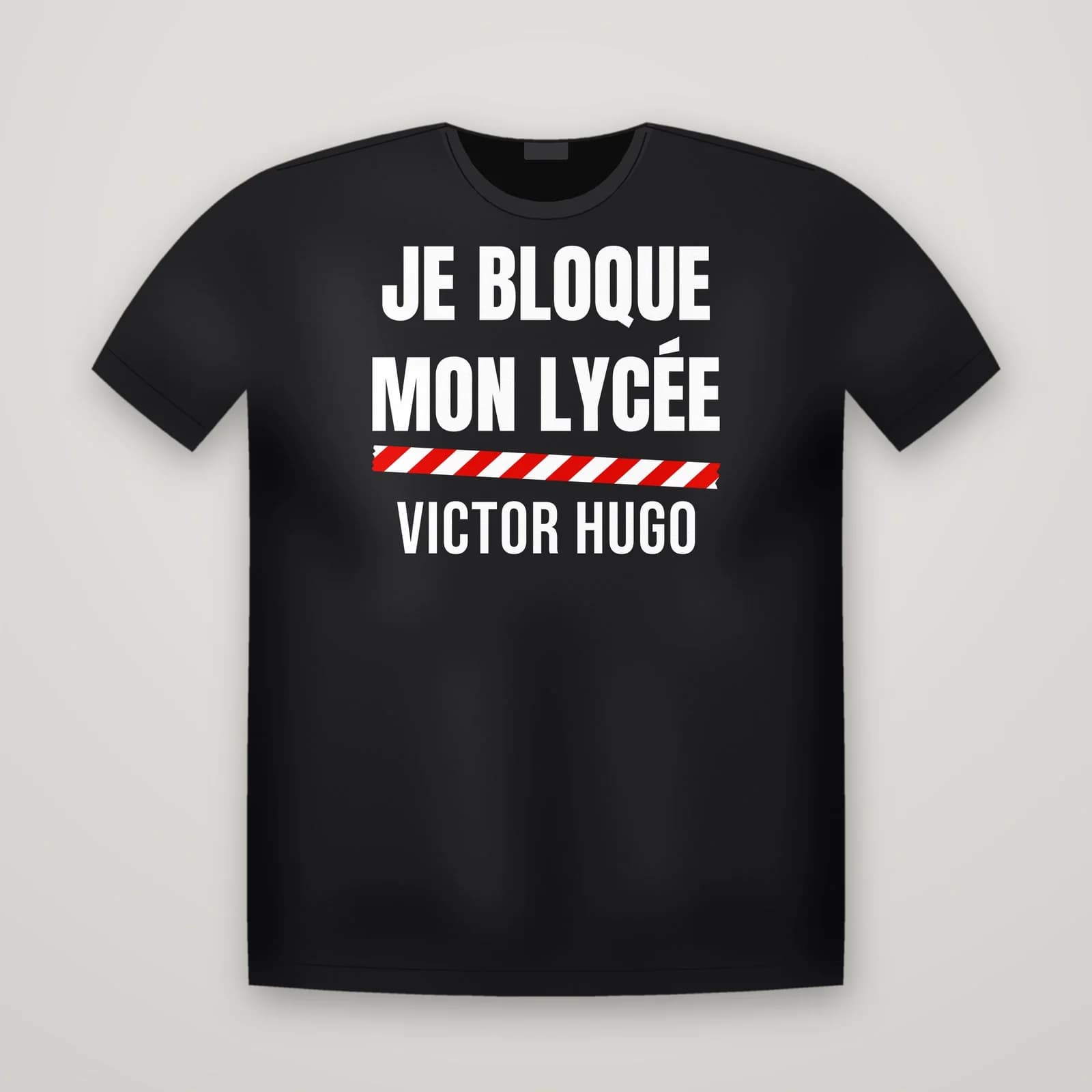 T-shirt noir JE BLOQUE MON LYCÉE avec le nom du lycée Victor Hugo